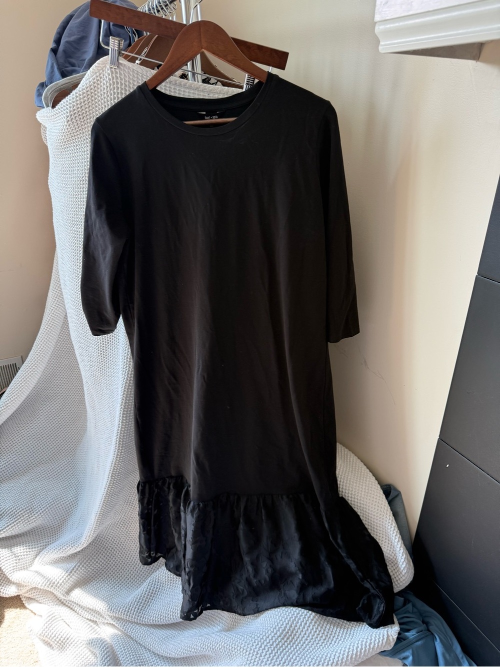 Black Midi Dress with Ruffled Hem